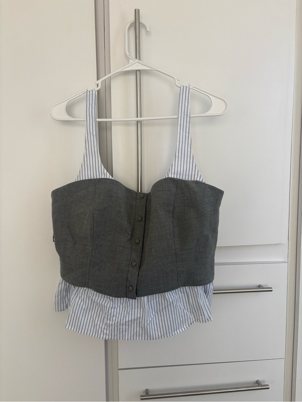 Zara Bustier Peplum Top with Blue-White Striped Straps